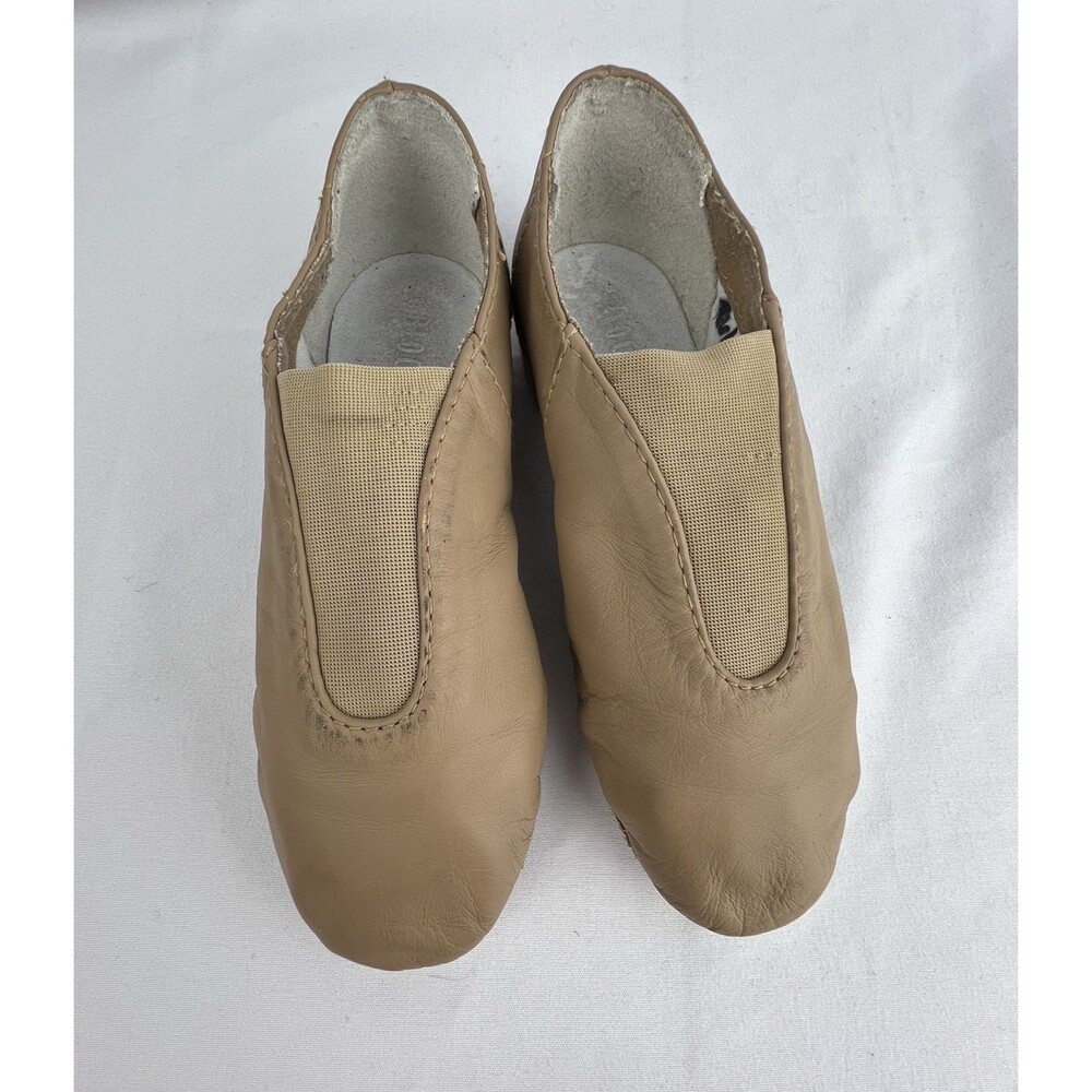 BLOCH Kids Super Jazz‎ Shoes Toddler 8.5 Leather Upper Slip On Tan Beige Dance